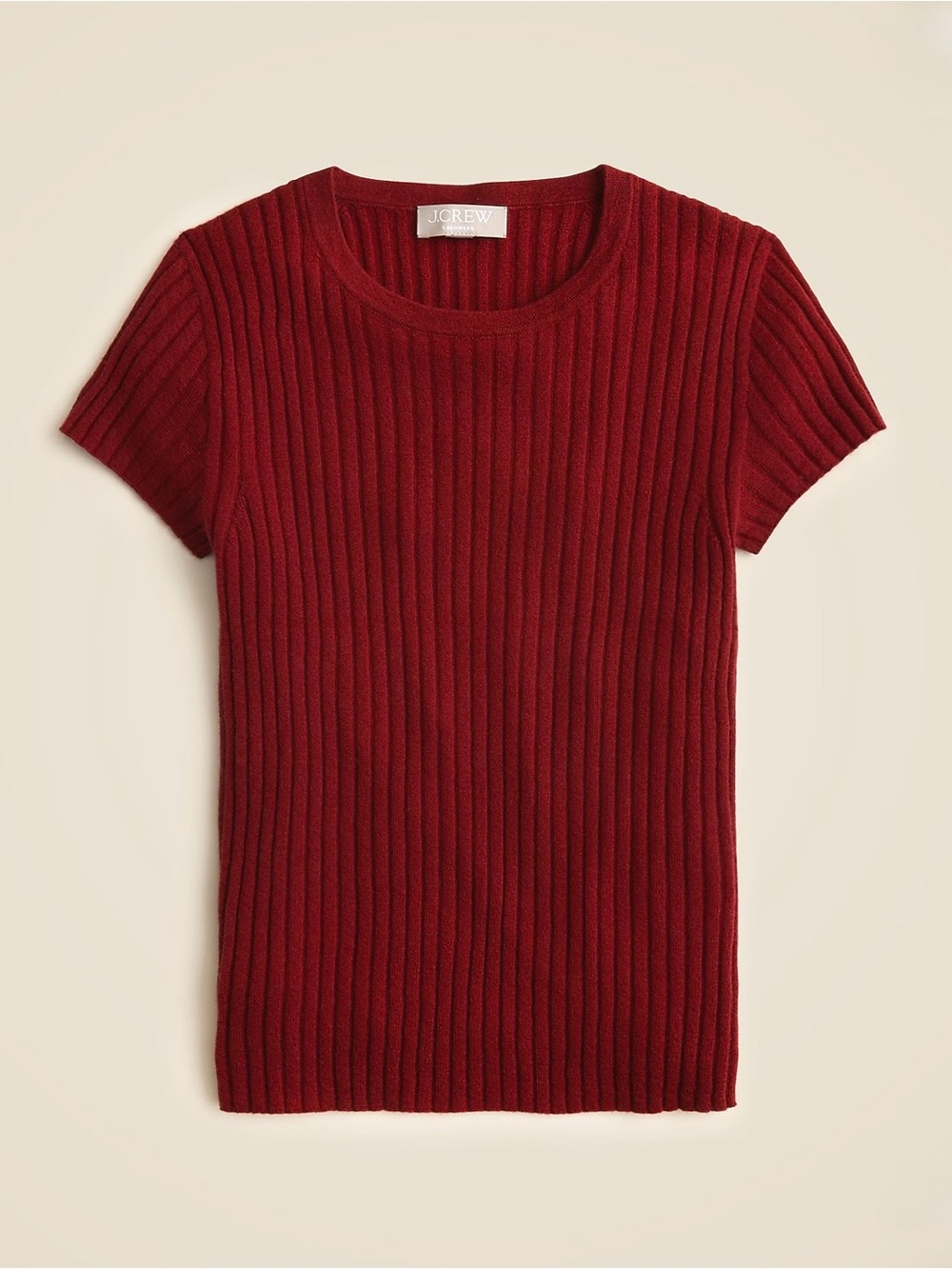 NWT! J. CREW Women’s Featherweight cashmere ribbed sweater-tee Bordeaux Berry XS
